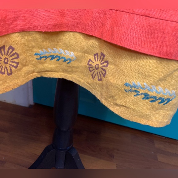 Blue Cactus Linen Shirt-dress Floral Boho Southwest - Picture 3 of 8